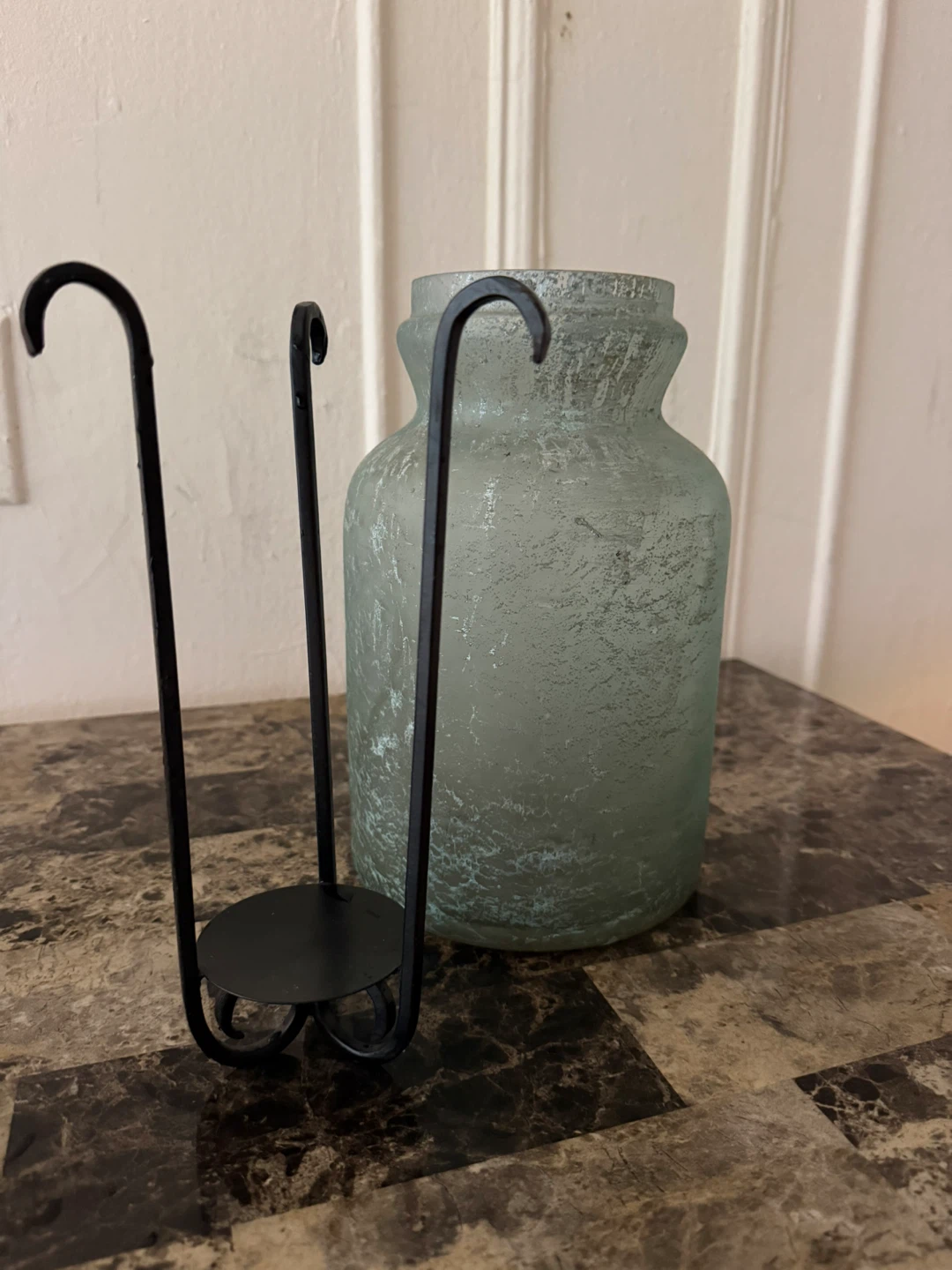Frosted Glass Vase with Metal Stand - photo 3