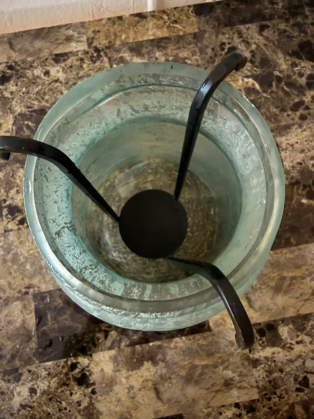 Frosted Glass Vase with Metal Stand - photo 4