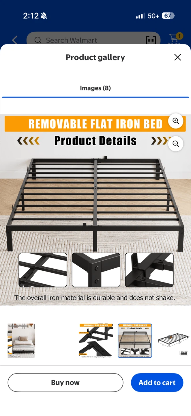 Removable Flat Iron Bed Frame