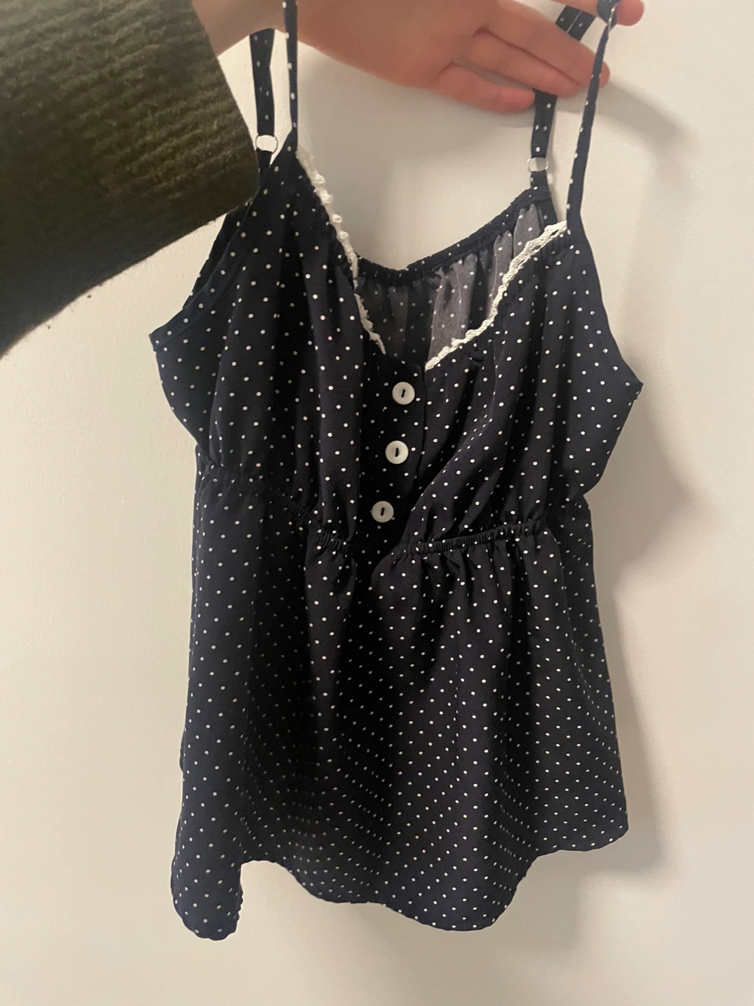 Navy Polka Dot Cami Tank Top