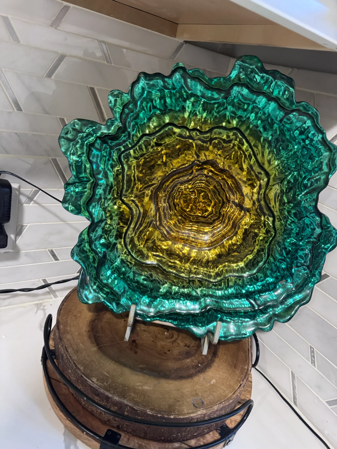 Ombre Green and Gold Decorative Glass Bowl - photo 2