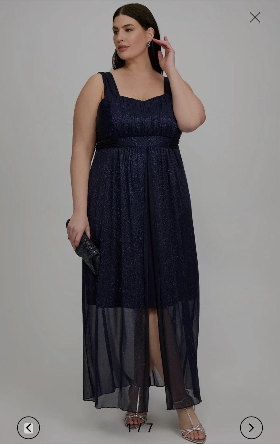Torrid Navy Blue Glitter Chiffon Maxi Dress
