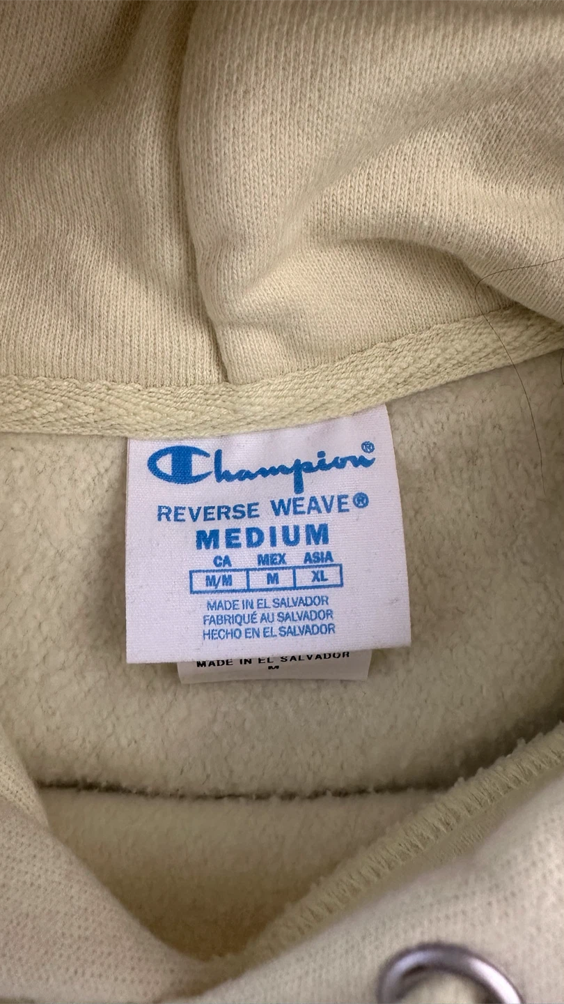 Soft Yellow Champion Reverse Weave Hoodie - Medium - photo 3