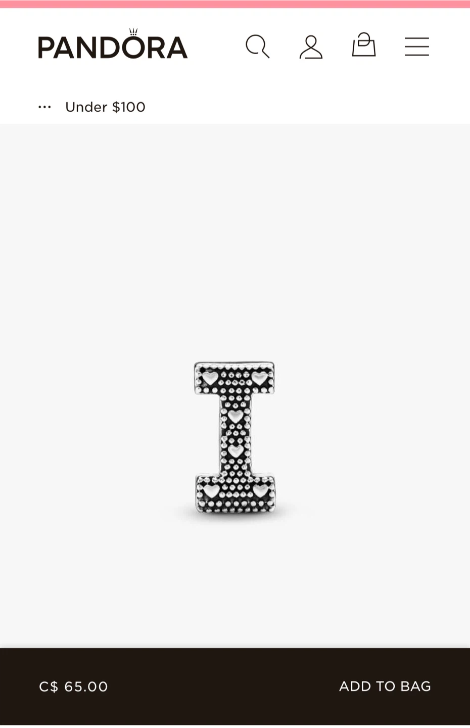 Pandora Sterling Silver Letter I Alphabet Charm - photo 3