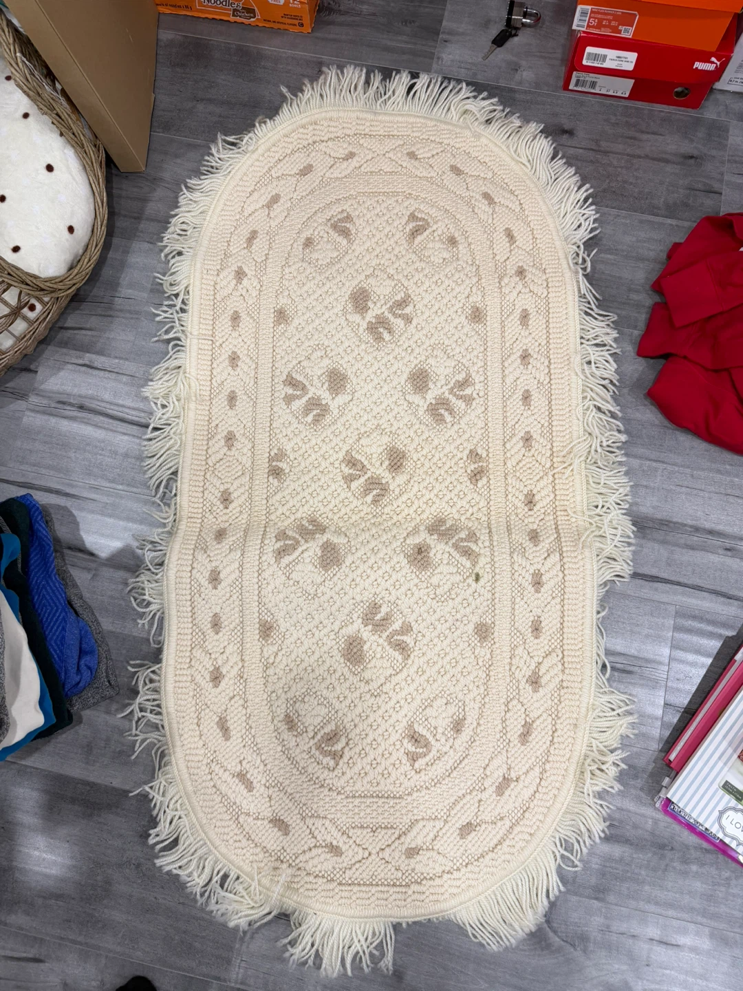 Oval Textured Rug with Fringe
