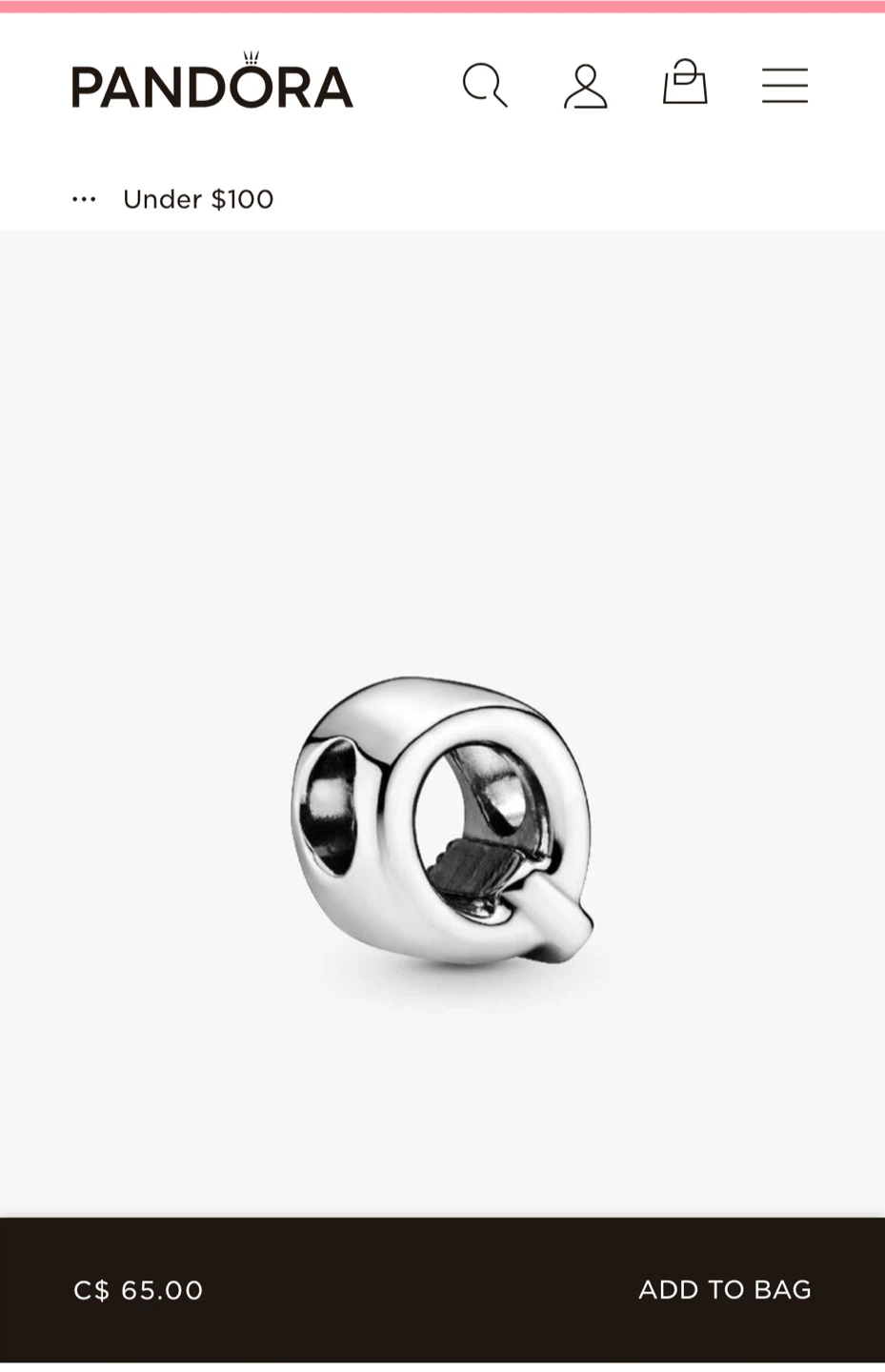 Pandora Sterling Silver Letter Q Charm - photo 2