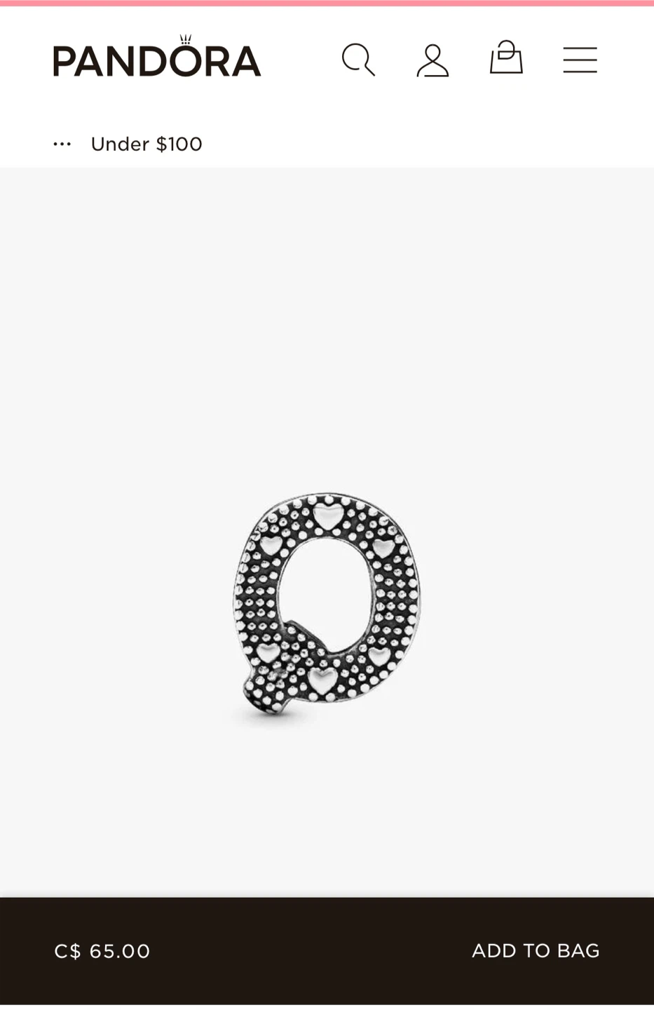 Pandora Sterling Silver Letter Q Charm - photo 3