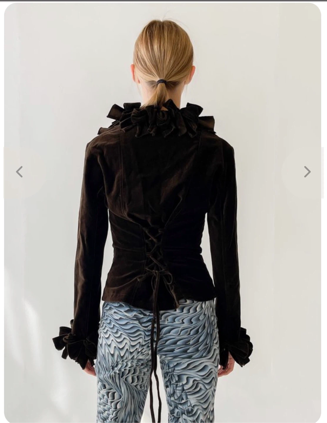 Dark Brown Velvet Ruffle Corset Top