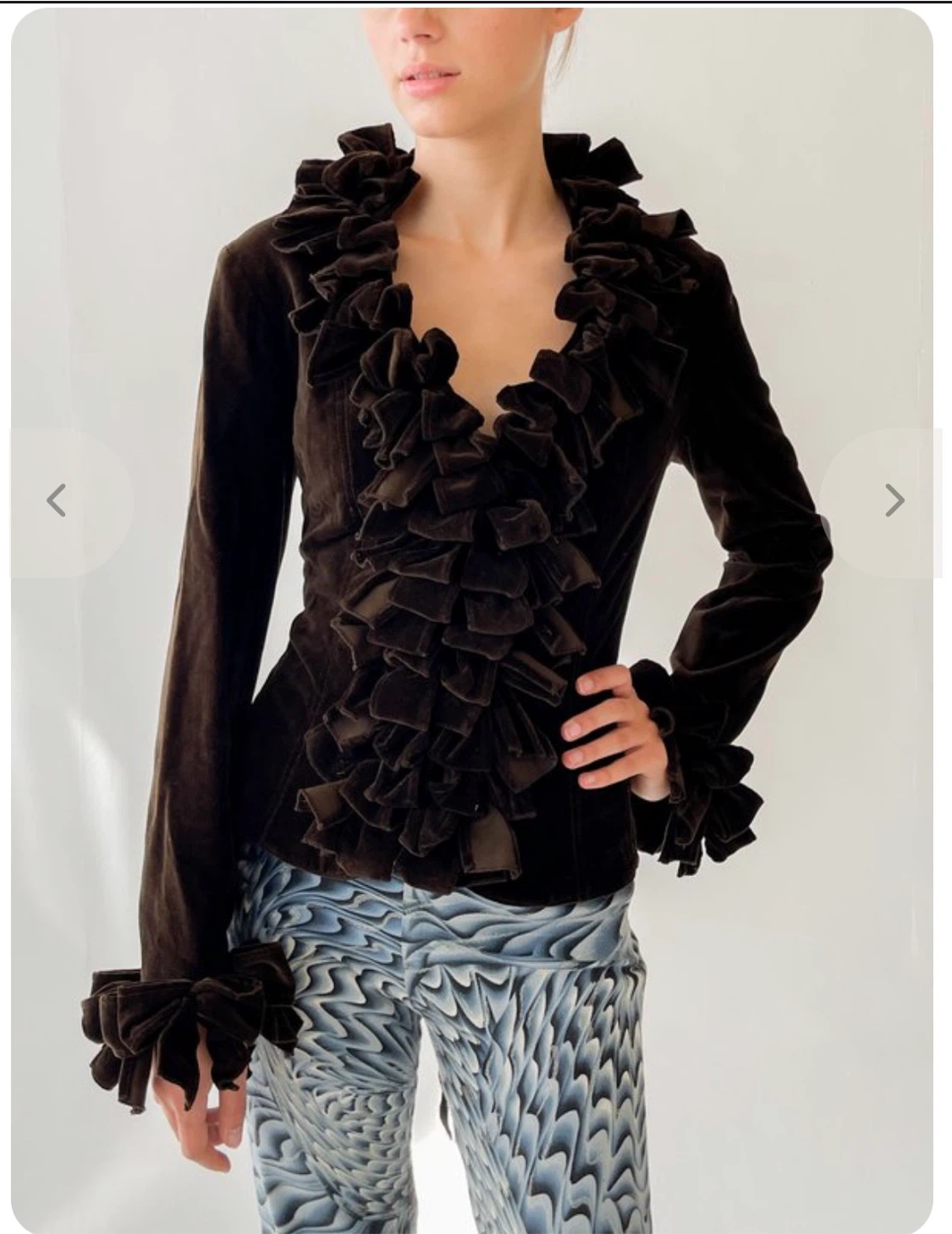 Dark Brown Velvet Ruffle Corset Top - photo 2