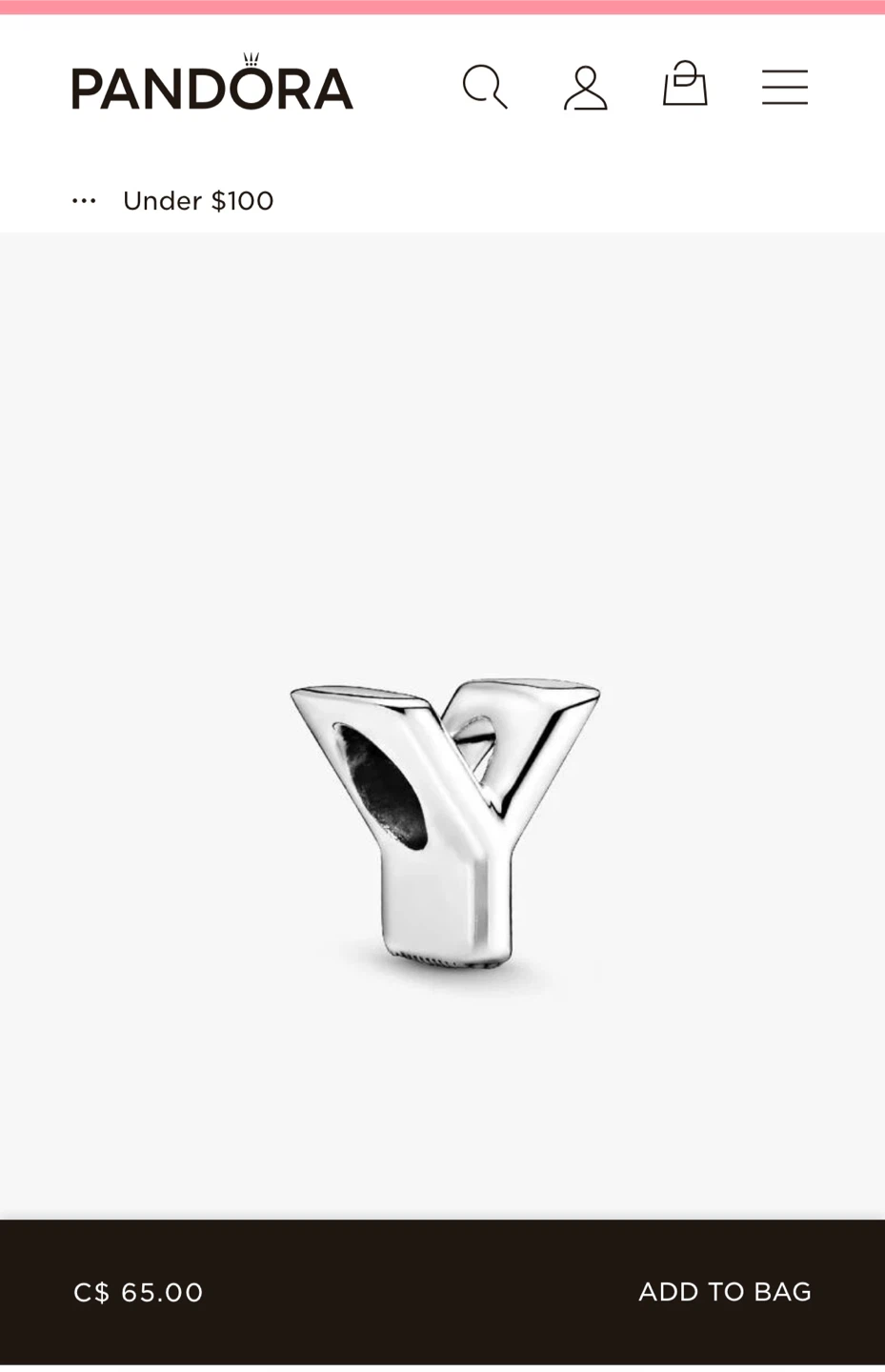 Pandora Sterling Silver Alphabet Letter Y Charm - photo 2