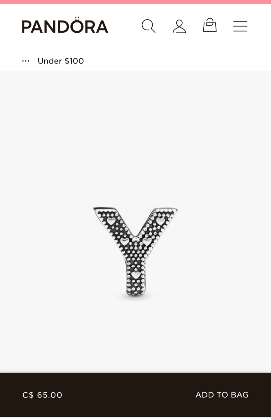 Pandora Sterling Silver Alphabet Letter Y Charm - photo 3