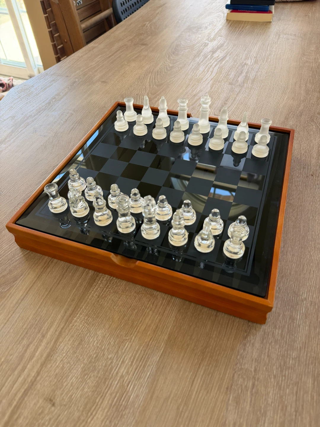 Glass Chess and Backgammon Game Set