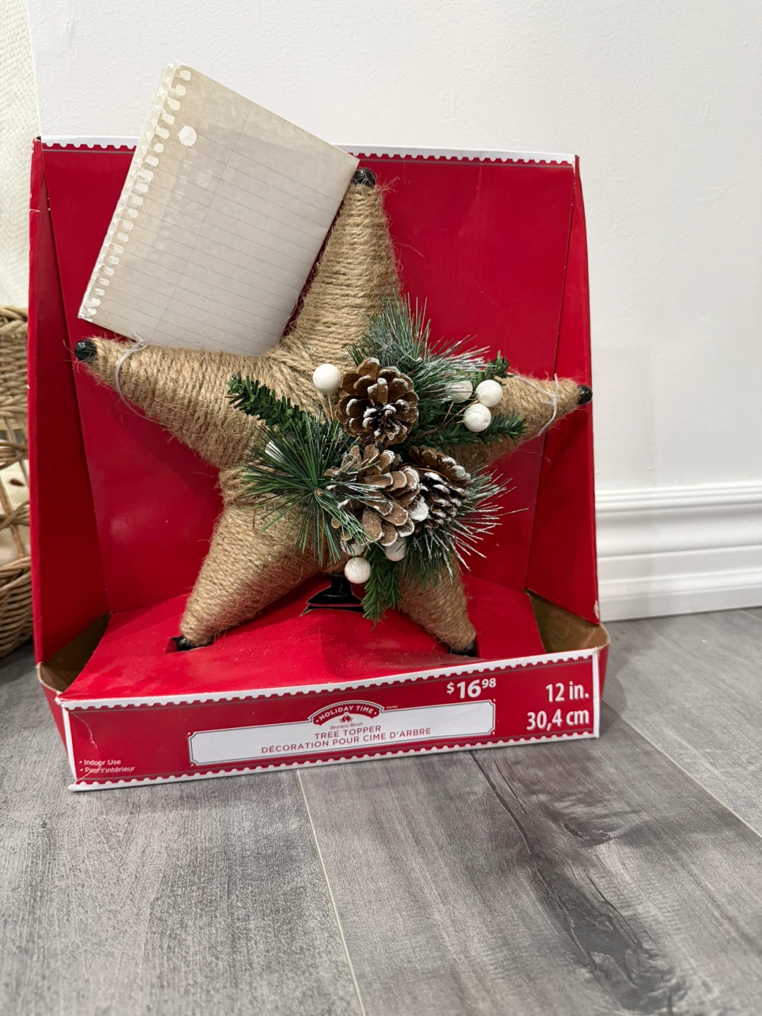 Holiday Time Jute Star Tree Topper