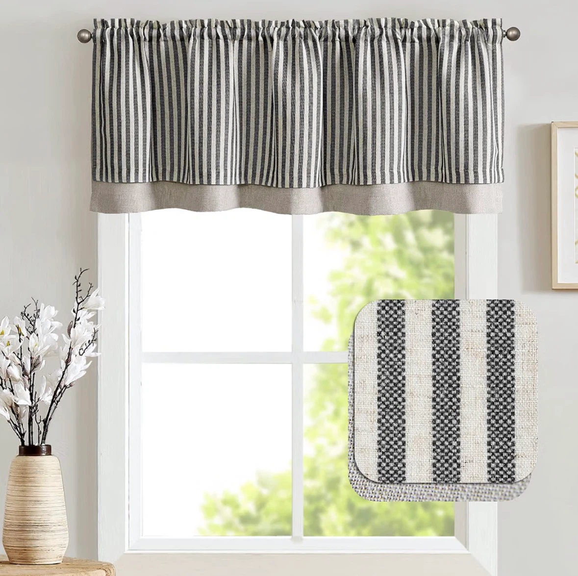 Striped Valance Curtain Blackout Kitchen