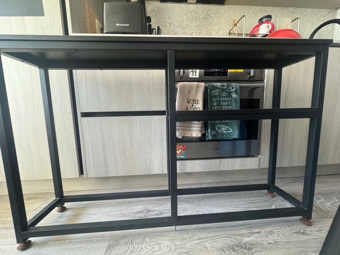 Black Metal and Wood Kitchen Console Table