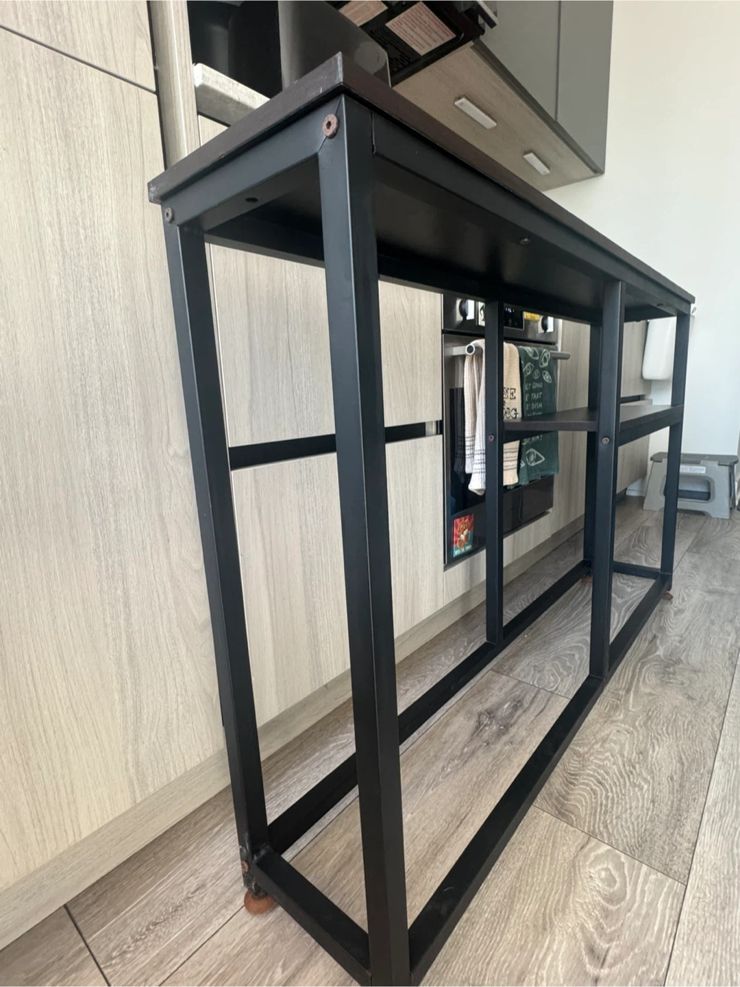 Black Metal and Wood Kitchen Console Table - photo 2