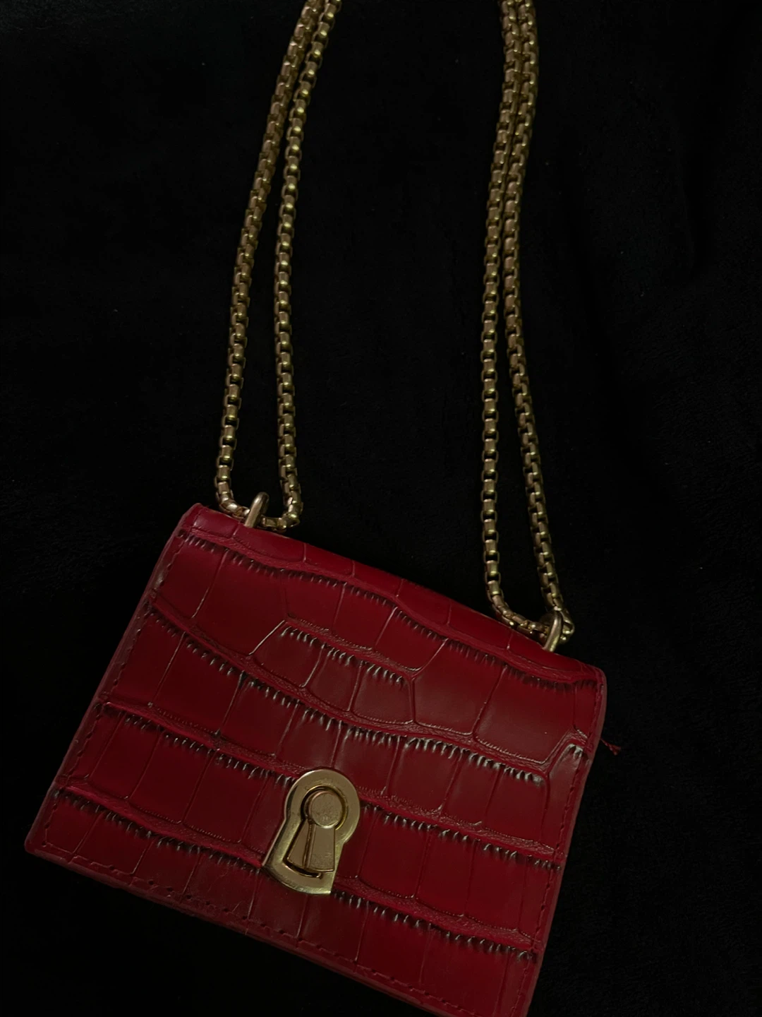 Red Faux Croc Chain Crossbody Bag - photo 2