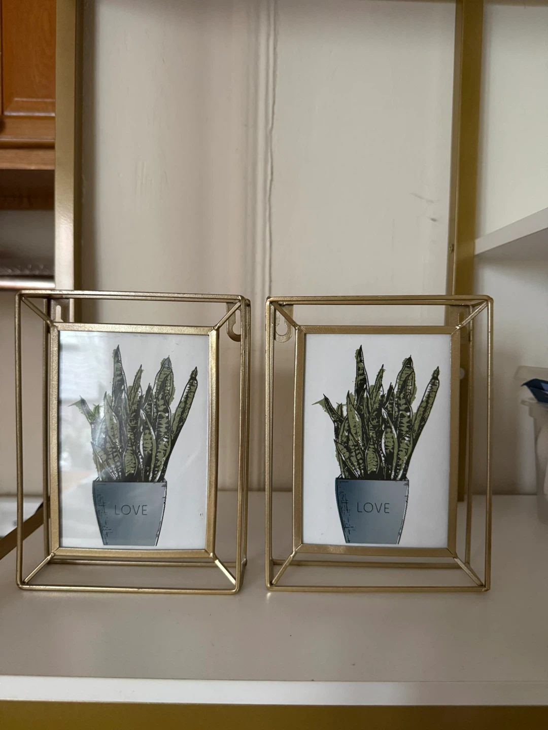Set of 2 Gold Metal Picture Frames