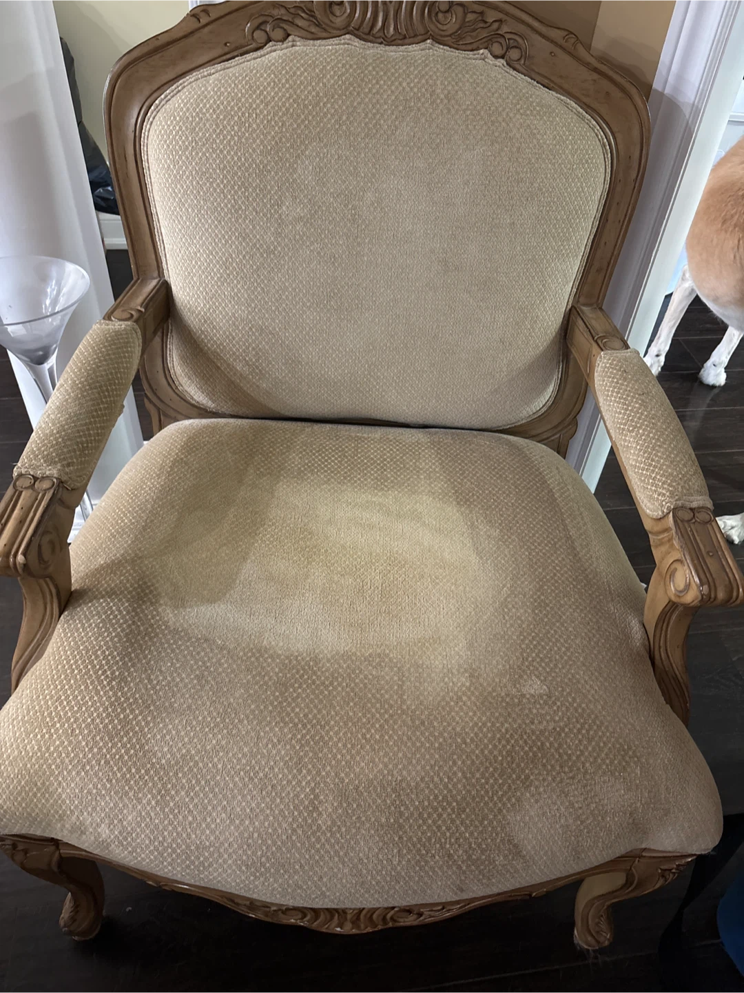 Vintage style upholstered armchair