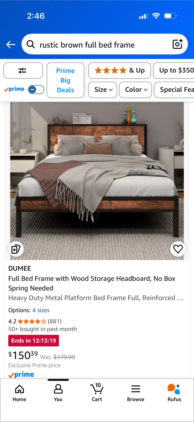 Full Bed Frame with Wood Storage Headboard