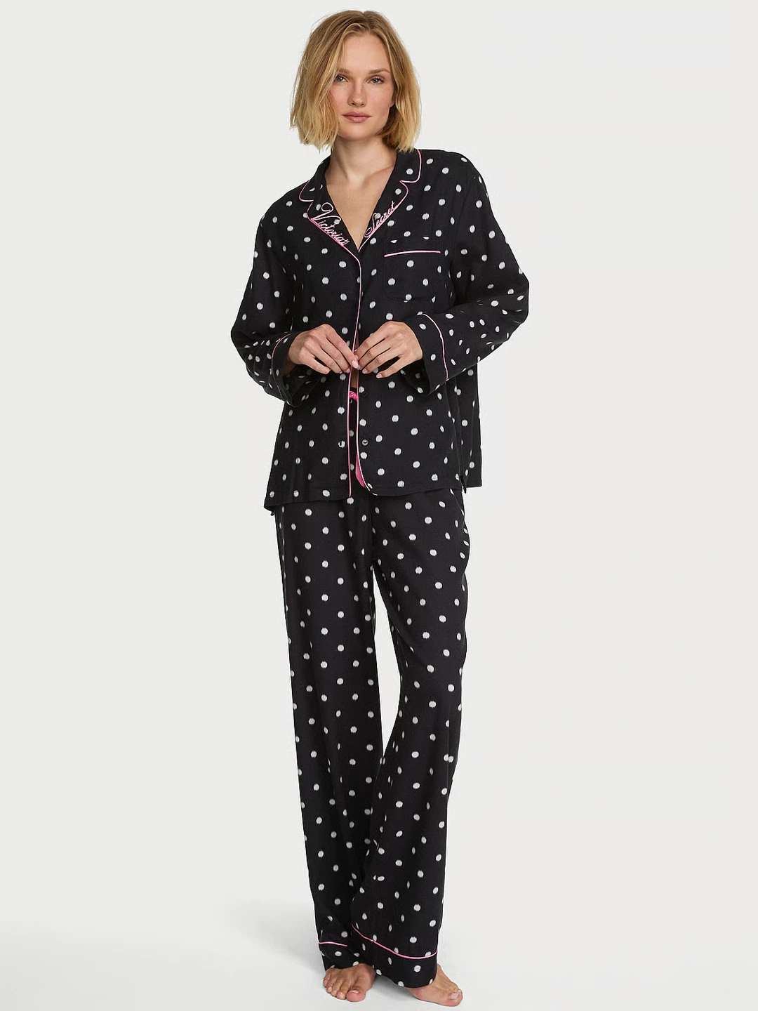 Victoria's Secret Polka Dot Flannel Pajama Set