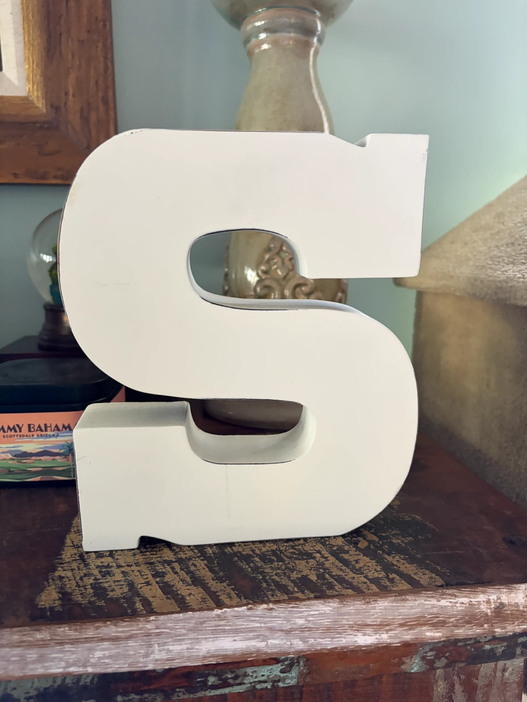 White Wooden Letter S Decorative Sign