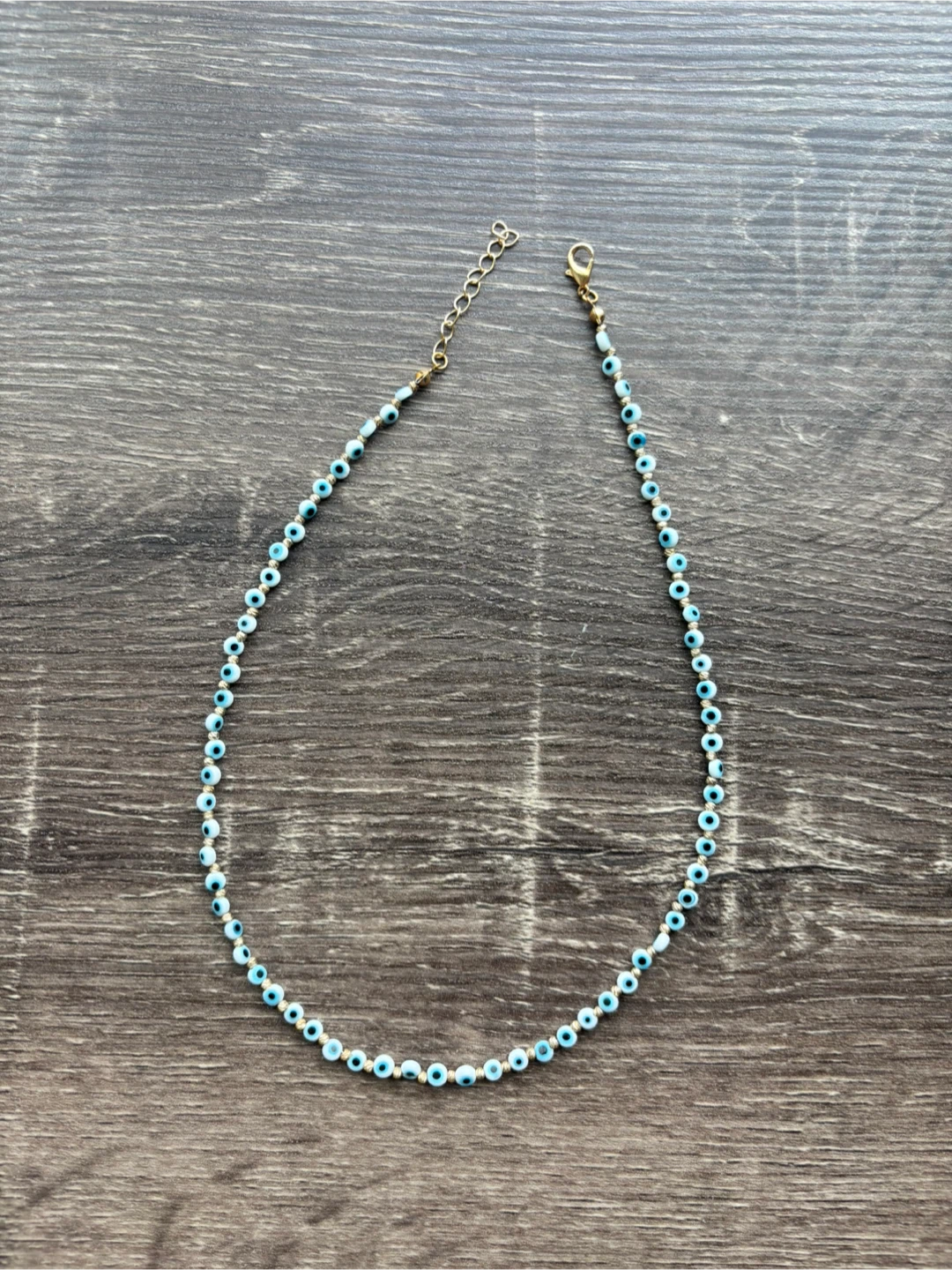 Blue Evil Eye Beaded Necklace
