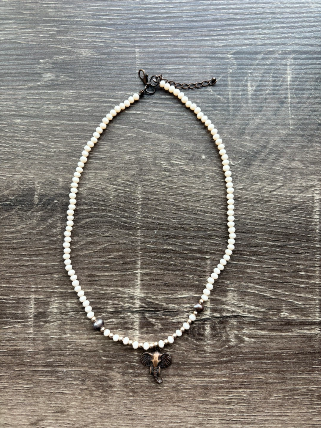 Beaded Elephant Charm Necklace
