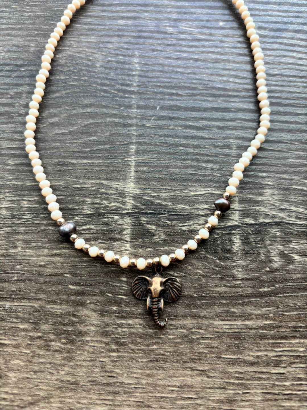 Beaded Elephant Charm Necklace - photo 2