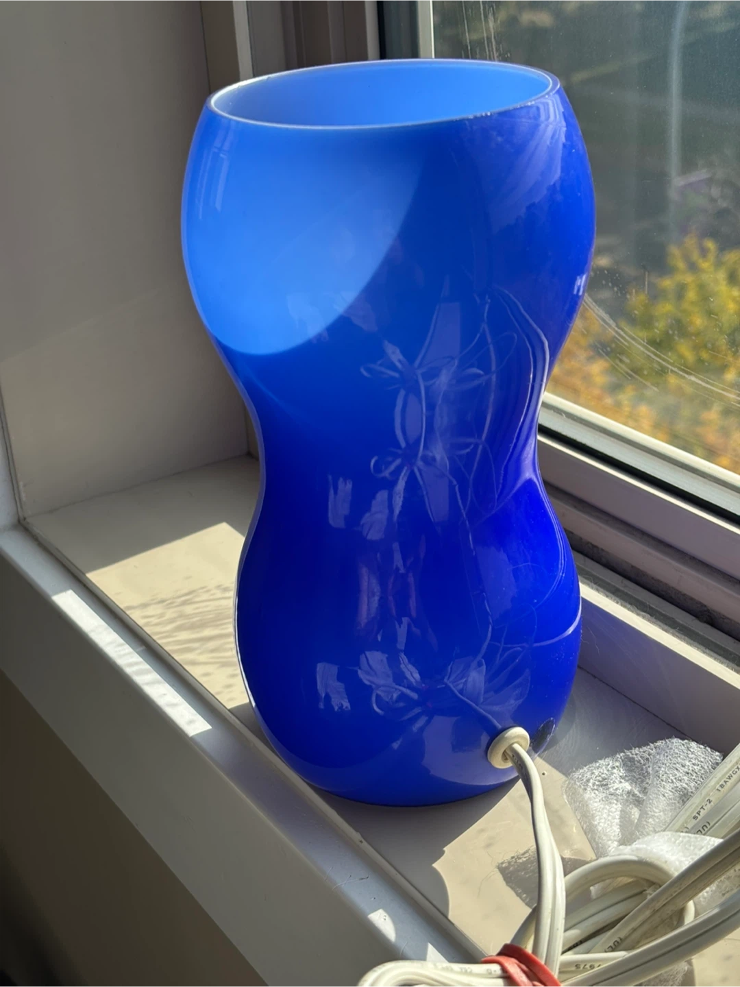 IKEA Vintage Blue Glass Table Lamp Kvintant