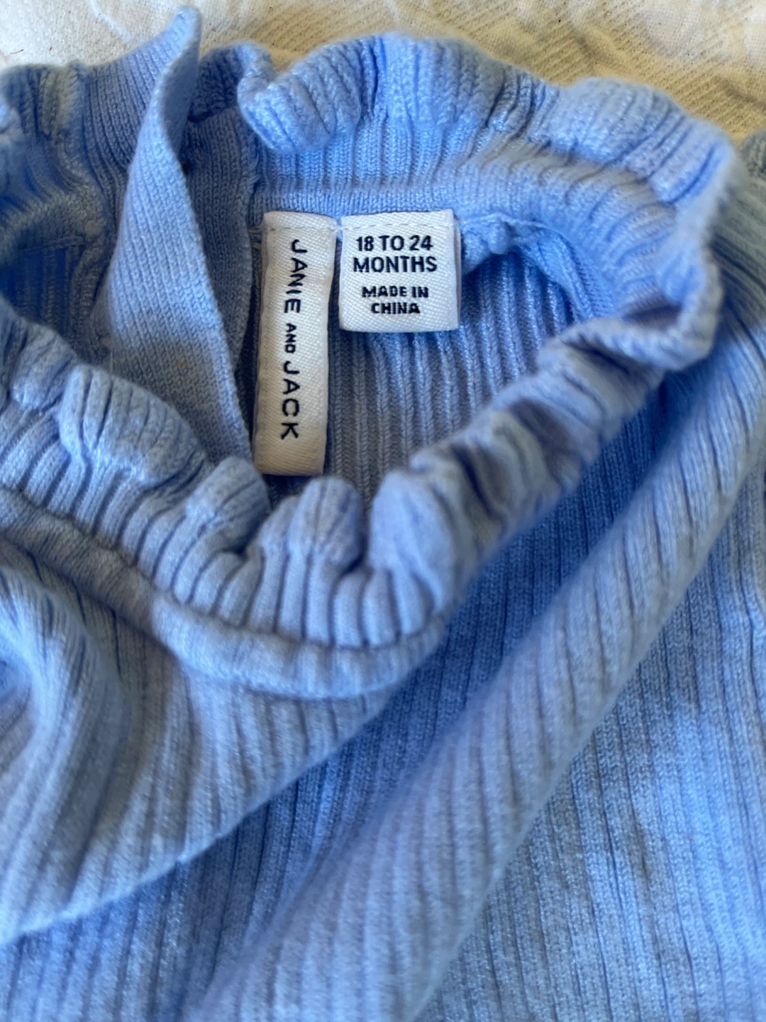 Janie and Jack Light Blue Ribbed Ruffle Top
