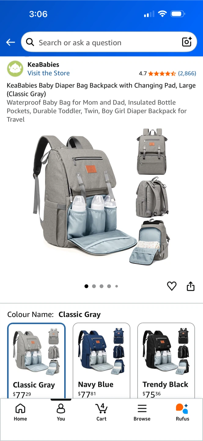 KeaBabies Classic Gray Diaper Bag Backpack - photo 4