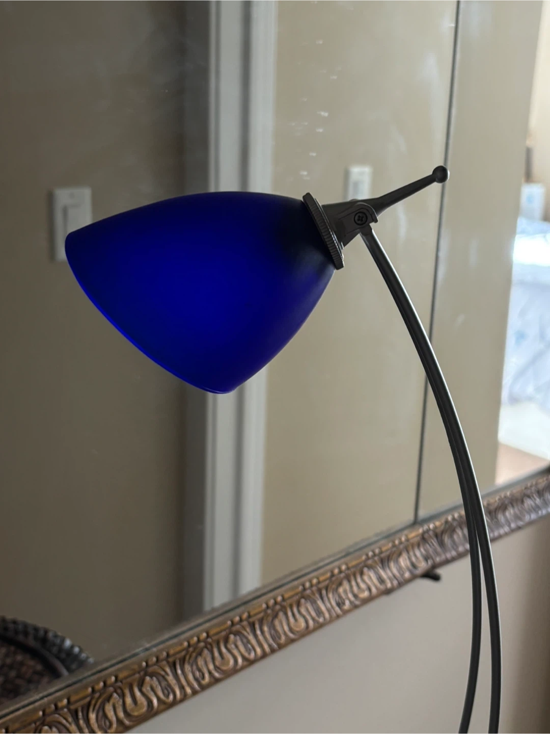 Blue Frosted Glass Desk Lamp no bulb - photo 2