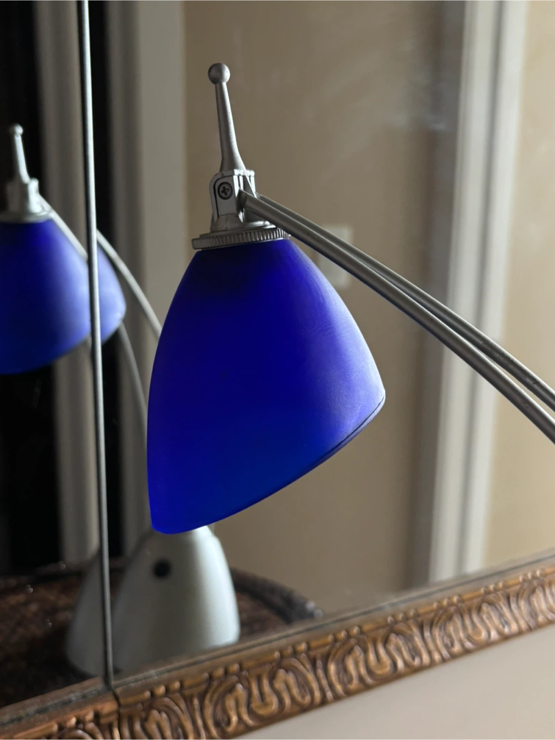 Blue Frosted Glass Desk Lamp no bulb - photo 3