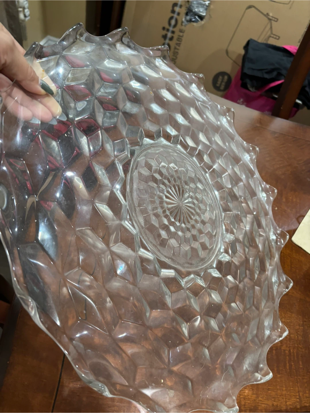 Vintage Clear Pressed Glass Serving Platter