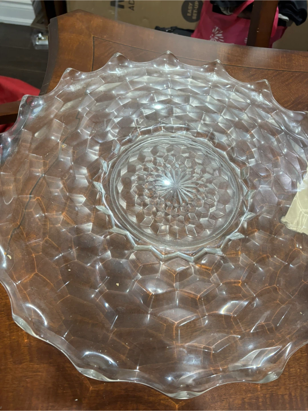 Vintage Clear Pressed Glass Serving Platter - photo 2