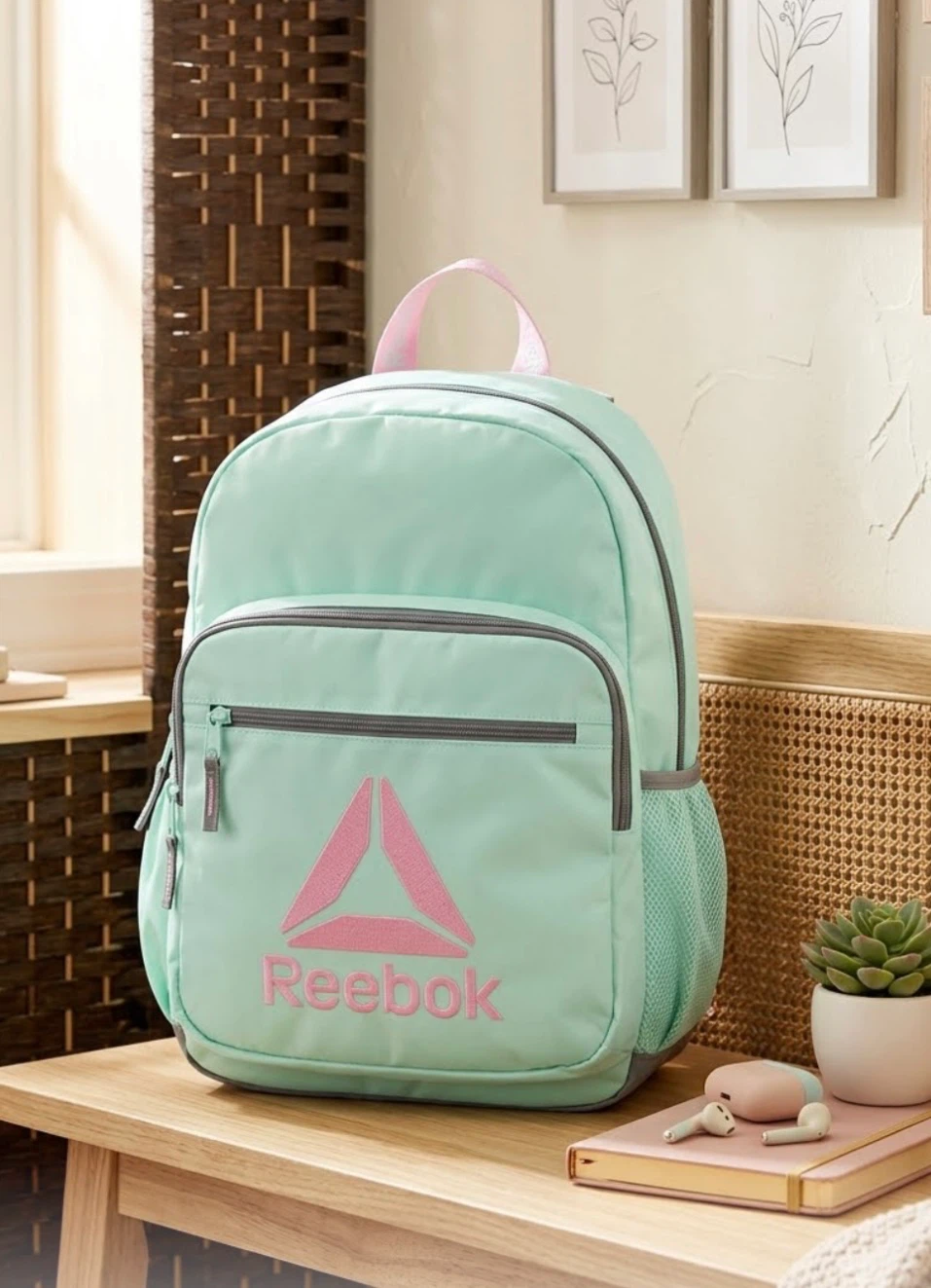 Reebok Mint Green and Pink Backpack