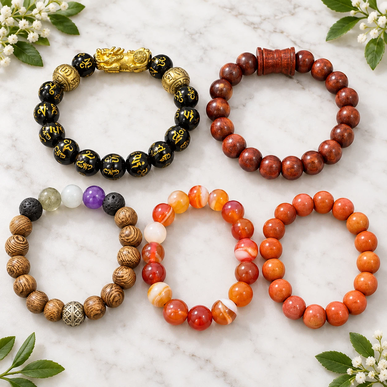 Set of 5 Assorted Beaded Bracelets