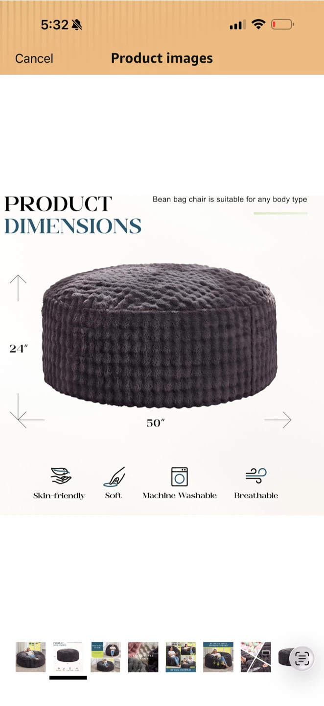 Dark Grey Bean Bag Chair