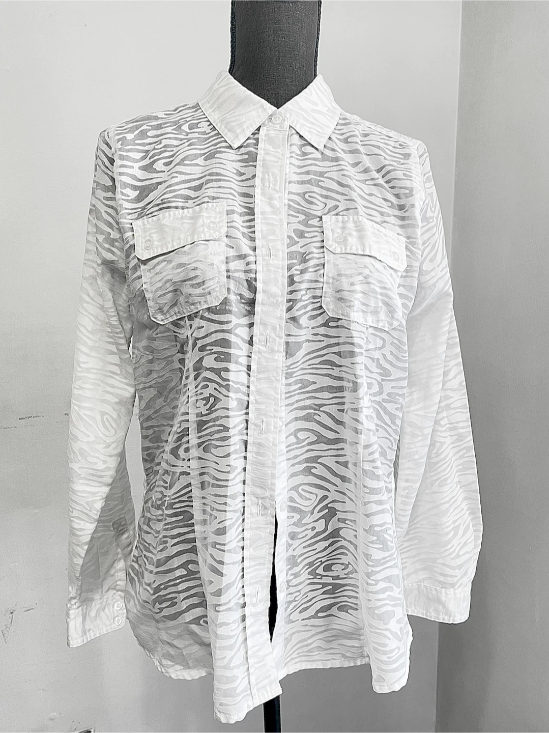 Calvin Klein White Zebra Pattern Shirt Medium