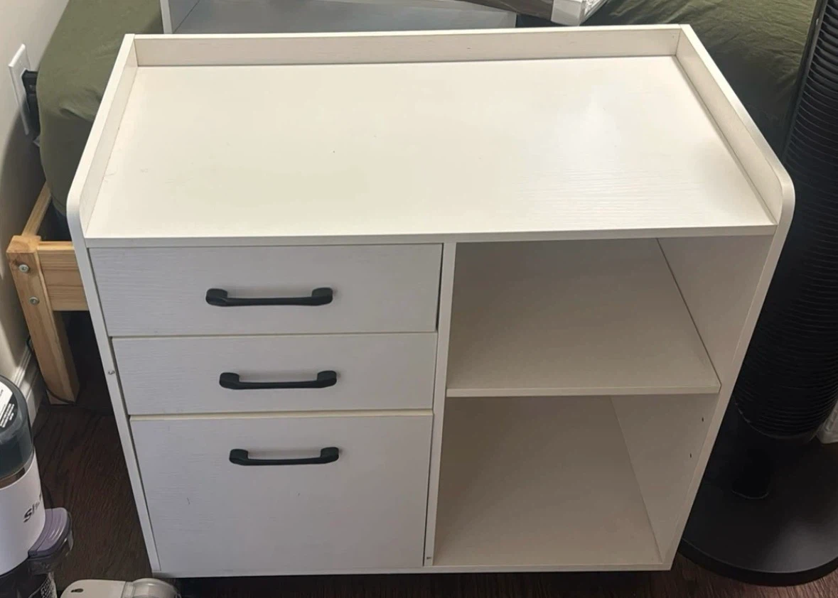White filing cabinet with wheels - photo 2