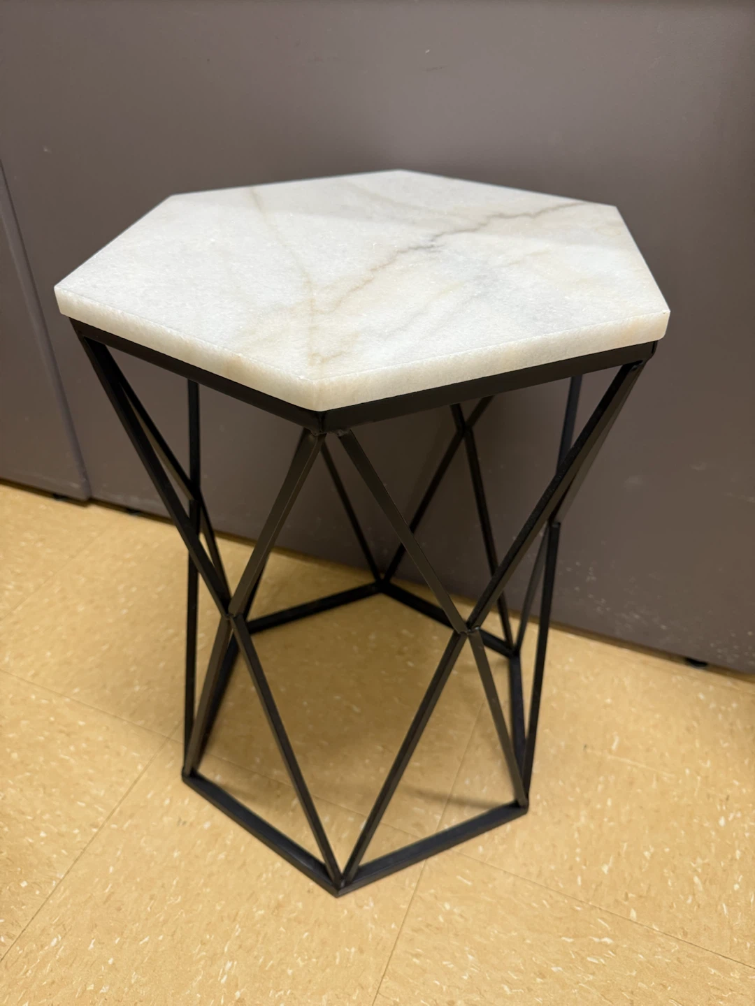 Hexagonal Marble Top Side Table