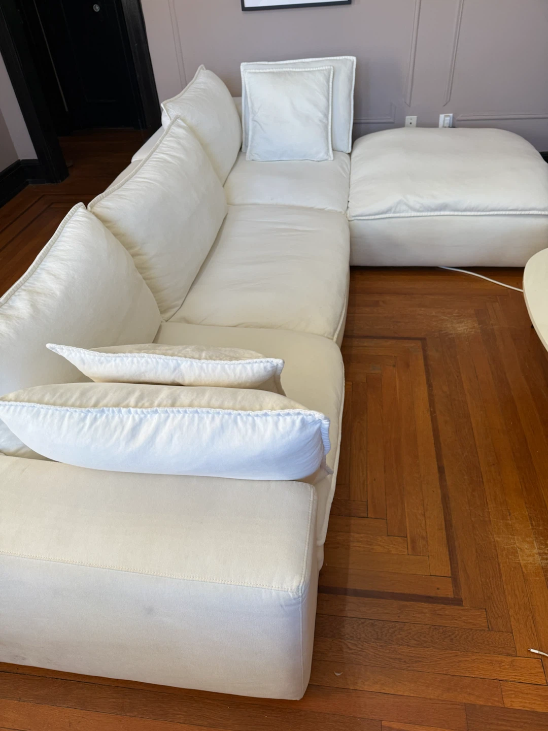 White Sectional Sofa with Chaise - photo 2