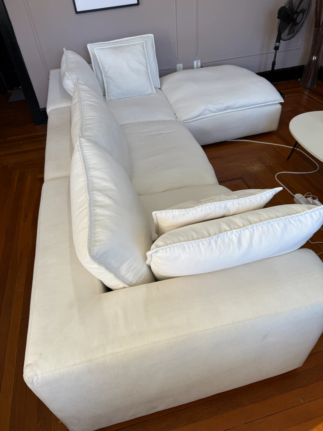 White Sectional Sofa with Chaise - photo 3