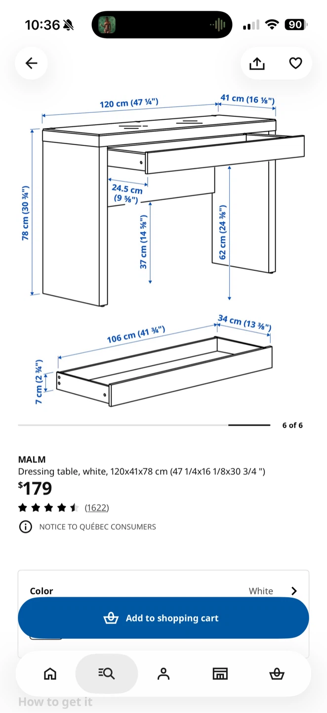 IKEA MALM Dressing Table - White