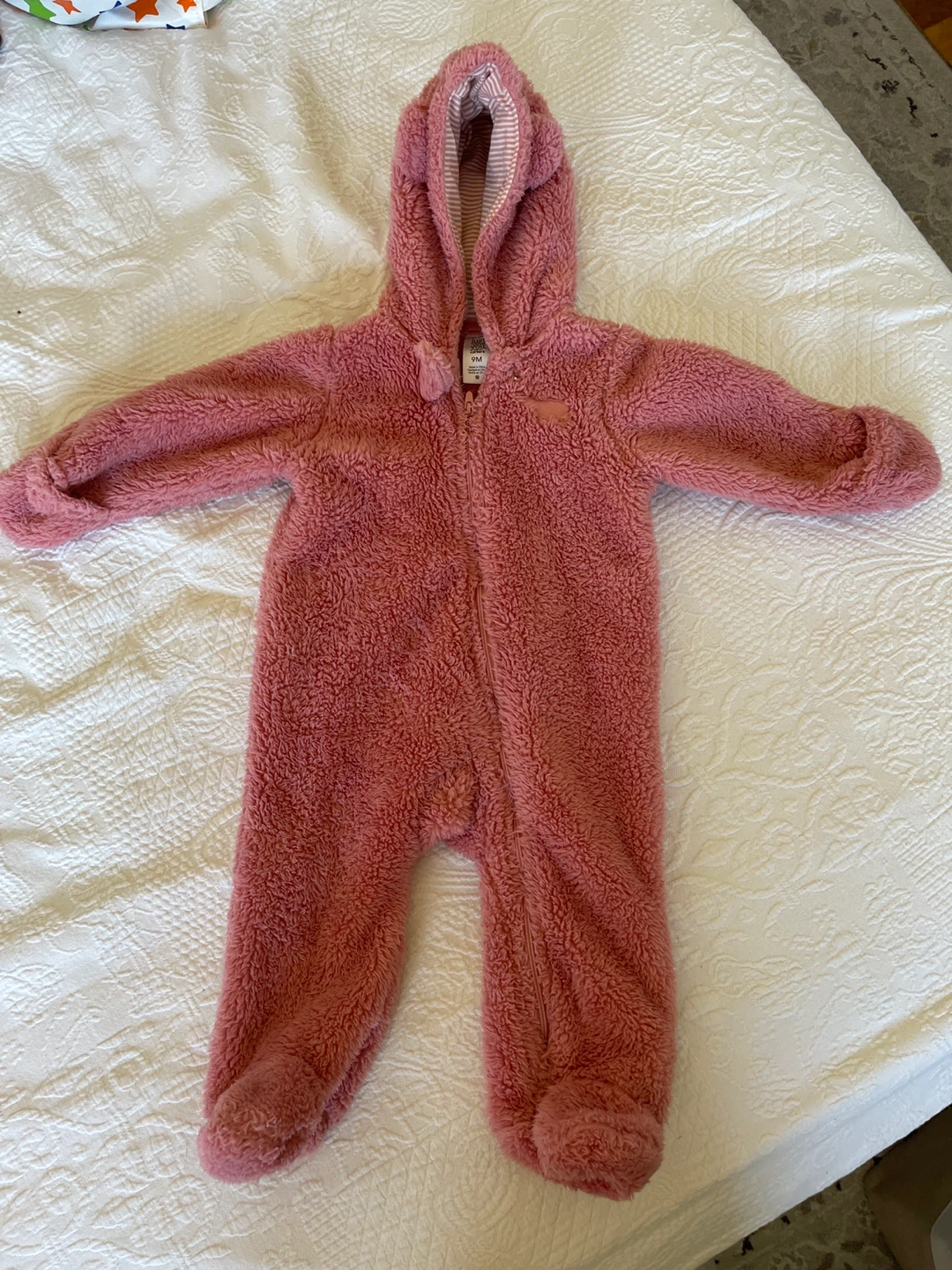 Carter's Pink Fuzzy Hooded Bunting, 9M