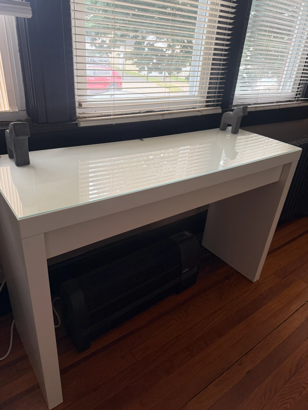 IKEA Malm White Desk with Glass Top