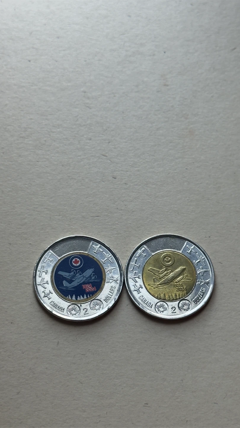 Two 2024 RCAF Centennial Two-Dollar Coins