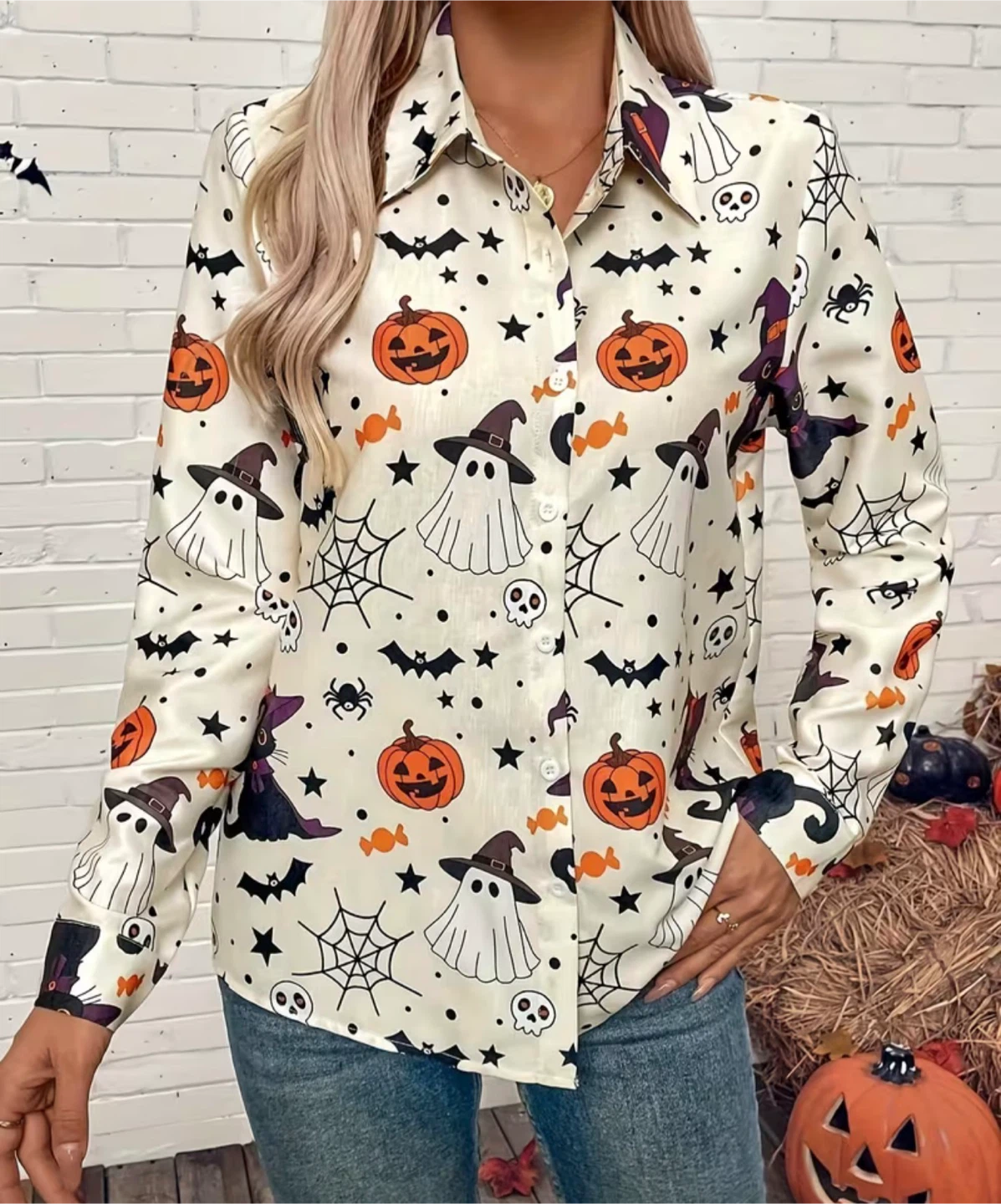 Brand new Halloween Print Button-Down Shirt
