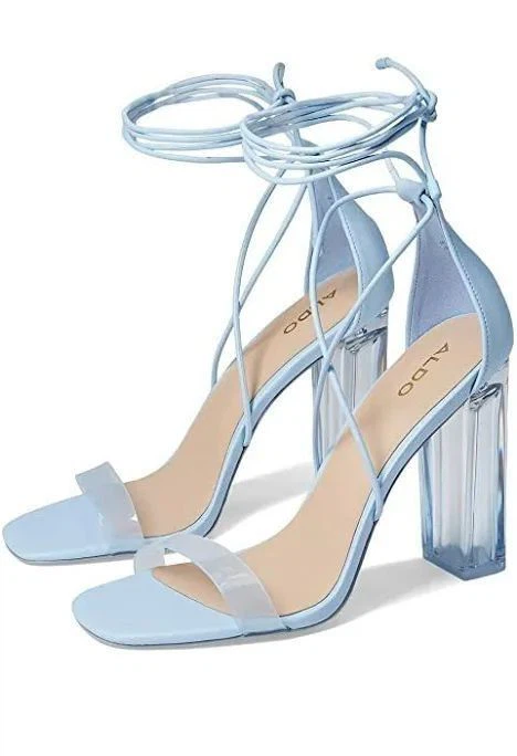 ALDO Light Blue Lace-Up Clear Heels